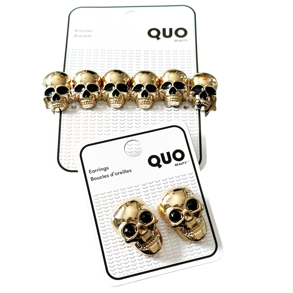 NWT Quo Beauty Skull Bracelet and Earrings Set